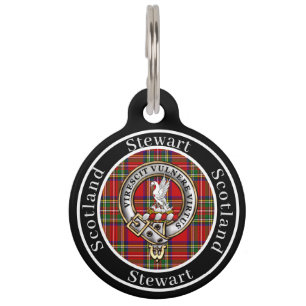 Médaillon Pour Animaux Insigne et tartan personnalisés du clan Stewart