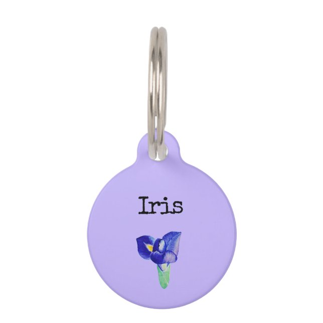 Médaillon Pour Animaux Iris aux fleurs violettes (Devant)