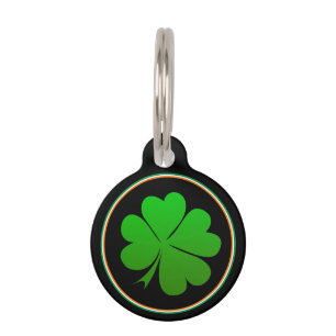 Médaillon Pour Animaux Irish Flag, Lucky Clover, Irlande Pet ID tag