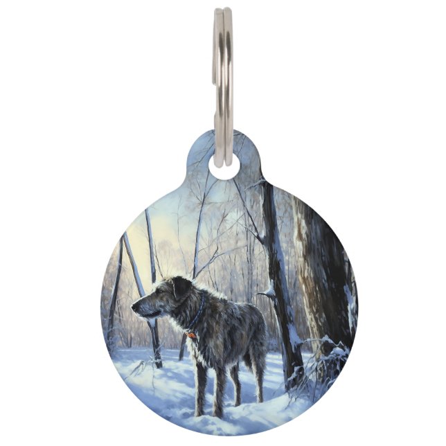 Médaillon Pour Animaux Irish Wolfhop Laisser neiger Noël (Devant)