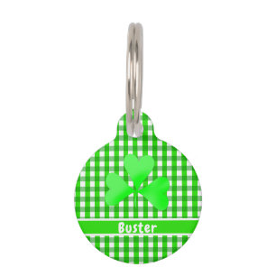 Médaillon Pour Animaux Irlandais Vert En vichy Plaid Motif
