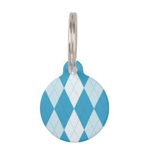 Médaillon Pour Animaux Jacquard bleu Peacock Petite forme diamant