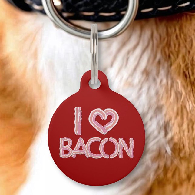 Médaillon Pour Animaux J'adore le Bacon (Créateur téléchargé)