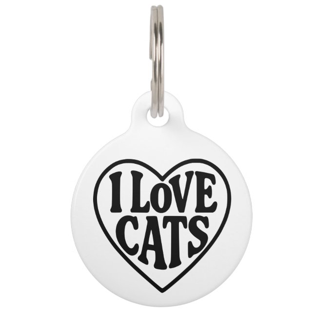 Médaillon Pour Animaux J'adore les chats (Devant)
