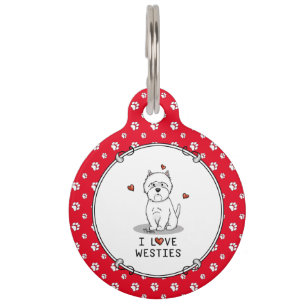 Médaillon Pour Animaux J'adore les Westies - Terriers blancs de West High