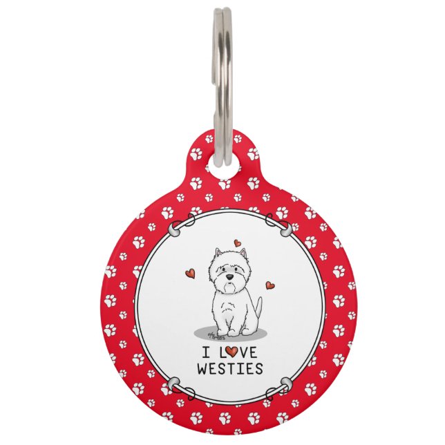 Médaillon Pour Animaux J'adore les Westies - Terriers blancs de West High (Devant)
