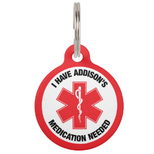 Médaillon Pour Animaux J'ai une alerte médicale d'Addison  Médicaments né