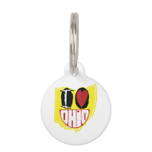 Médaillon Pour Animaux J'Aime Ohio Sourire Un Visage Heureux