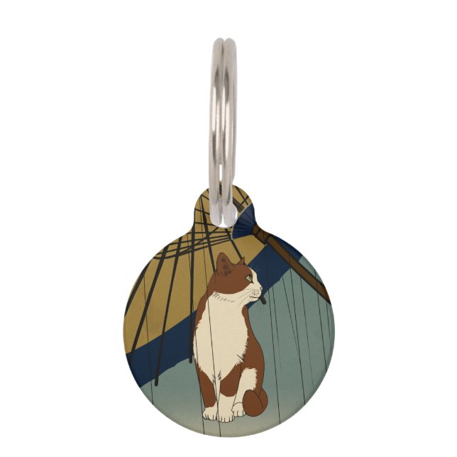 Médaillon Pour Animaux Japanese Ukiyoe Rainy Cat (Devant)