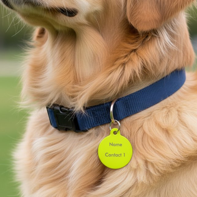Médaillon Pour Animaux jaune fluorescent - personnalisé (Créateur téléchargé)
