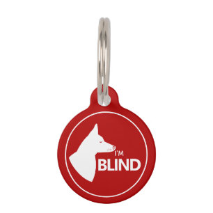 Médaillon Pour Animaux Je suis Blind Texte & Chien Blanc avec des oreille