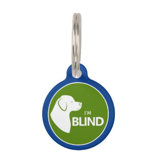 Médaillon Pour Animaux Je suis chien blanc alerte aveugle sur fond vert e