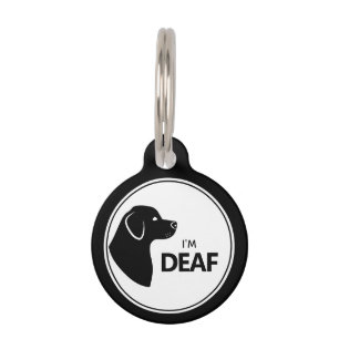 Médaillon Pour Animaux Je suis un chien noir et blanc sourds silhouette D