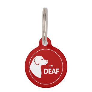 Médaillon Pour Animaux Je suis un chien sourd silhouette de chien rouge e