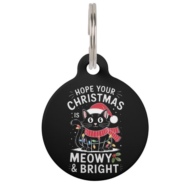 Médaillon Pour Animaux J'espère que votre Noël est Meowet Bright Cat Noël (Devant)