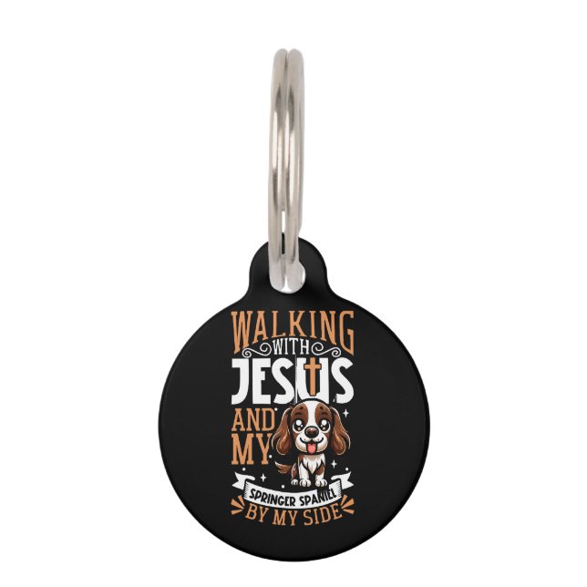 Médaillon Pour Animaux Jésus et chien - Anglais Springer Spaniel (Devant)