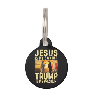 Médaillon Pour Animaux Jésus Trump - Jésus est mon Seigneur Sauveur