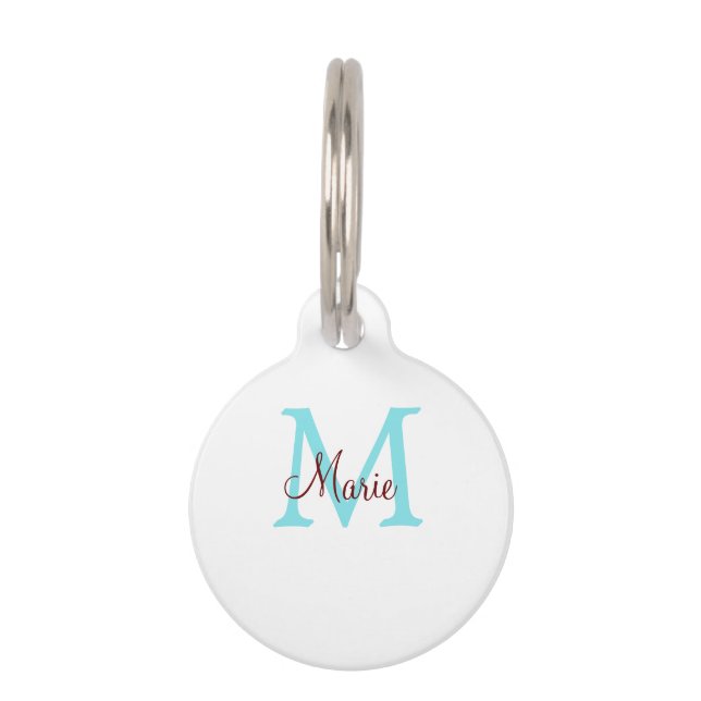 Médaillon Pour Animaux jeté simple minimal ajouter nom monogramme rose ro (Devant)