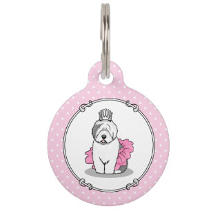 Médaillon Pour Animaux Joli Ballet Princesse Vieux anglais Sheepdog Grey 