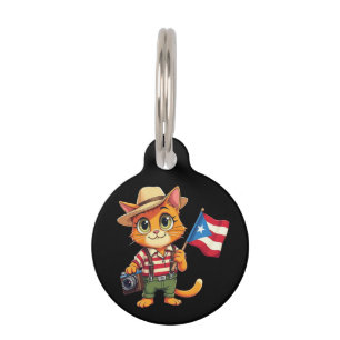Médaillon Pour Animaux Joli Chat Drapeau Portoricain Boricua Hispanique