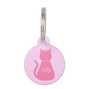 Médaillon Pour Animaux Joli chat fille rose sur mesure