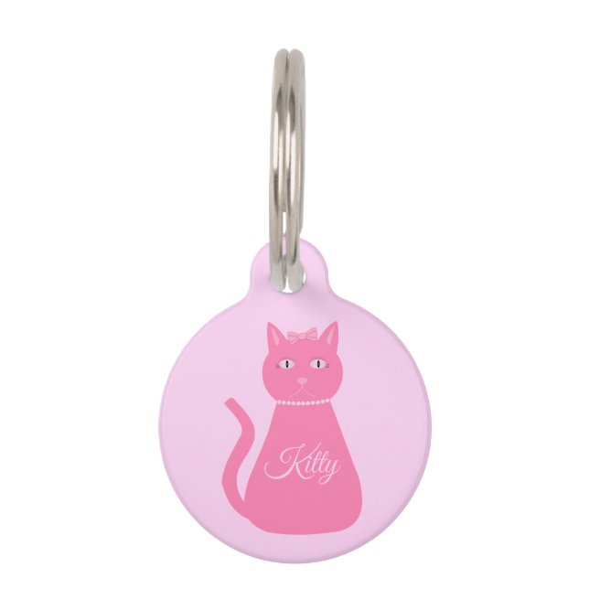 Médaillon Pour Animaux Joli chat fille rose sur mesure (Devant)