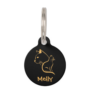 Médaillon Pour Animaux Joli Chat Noir Personnalisé au Nom