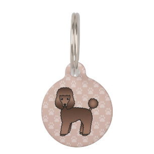 Médaillon Pour Animaux Joli chien caniche jouet marron et infos personnal