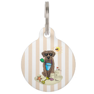Médaillon Pour Animaux Joli chien été plage Labrador Retriever chocolat
