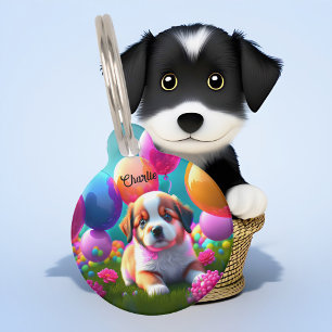 Médaillon Pour Animaux Joli chiot avec ballons - doux