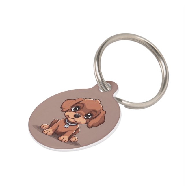Médaillon Pour Animaux Joli chiot brun (Côté )