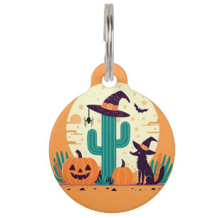 Médaillon Pour Animaux Joli désert/cactus d'Halloween du sud-ouest