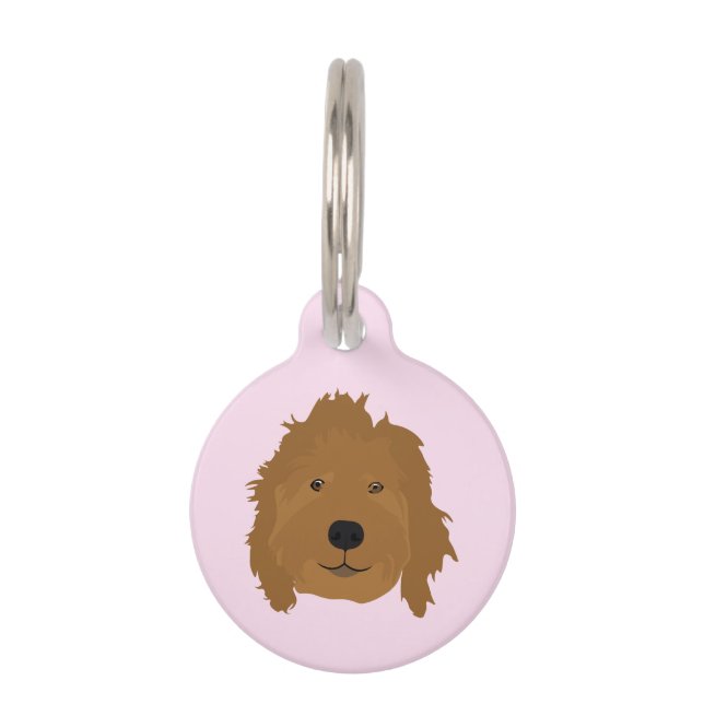 Médaillon Pour Animaux Joli Goldendoodle Visage rose (Devant)