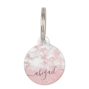 Médaillon Pour Animaux Joli marbre rose or parties scintillant à dégrad