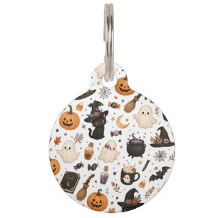 Médaillon Pour Animaux Joli motif aquarelle Halloween avec des chats noir