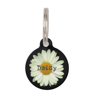 Médaillon Pour Animaux Joli nom de fleur de marguerite Numéro de téléphon