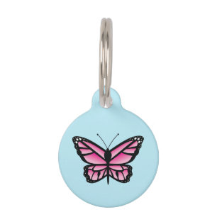 Médaillon Pour Animaux Joli Papillon Rose