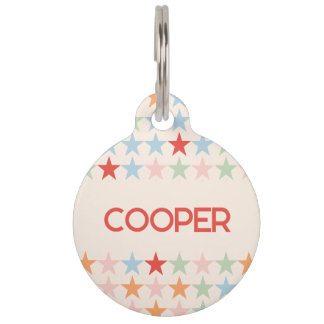 Médaillon Pour Animaux Joli pastel star motif avec chien de nom
