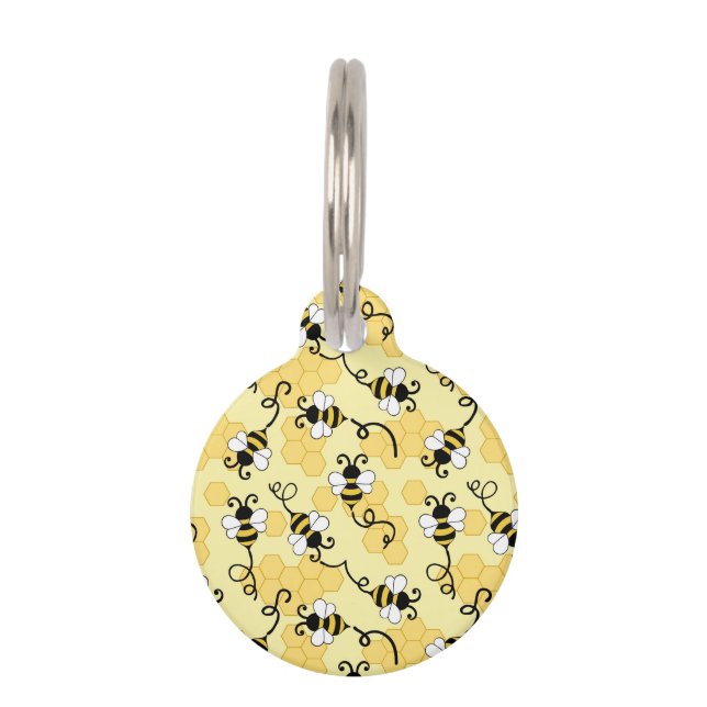 Médaillon Pour Animaux Joli petit motif abeilles (Devant)