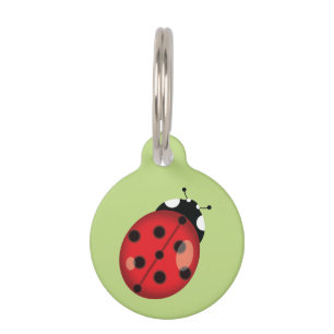 Médaillon Pour Animaux Jolie coccinelle de dessin animé sur fond vert ave