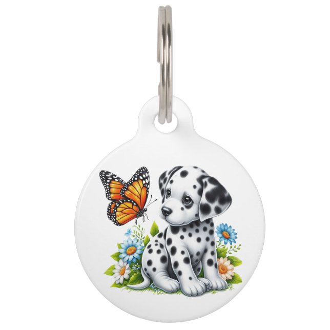 Médaillon Pour Animaux Jolis amis Dalmatien/Papillon (Devant)