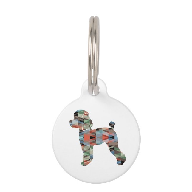 Médaillon Pour Animaux Jouet Poodle Chien Geo Silhouette Plaid (Devant)