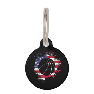 Médaillon Pour Animaux Joueur de basketball avec drapeau américain 