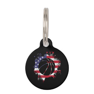 Médaillon Pour Animaux Joueur de basketball avec drapeau américain