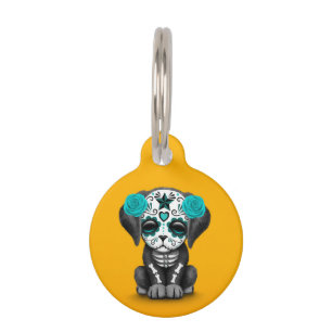 Médaillon Pour Animaux Jour bleu mignon du Chien Chien Mort Jaune