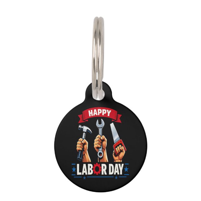 Médaillon Pour Animaux Joyeuse fête du travail (Devant)