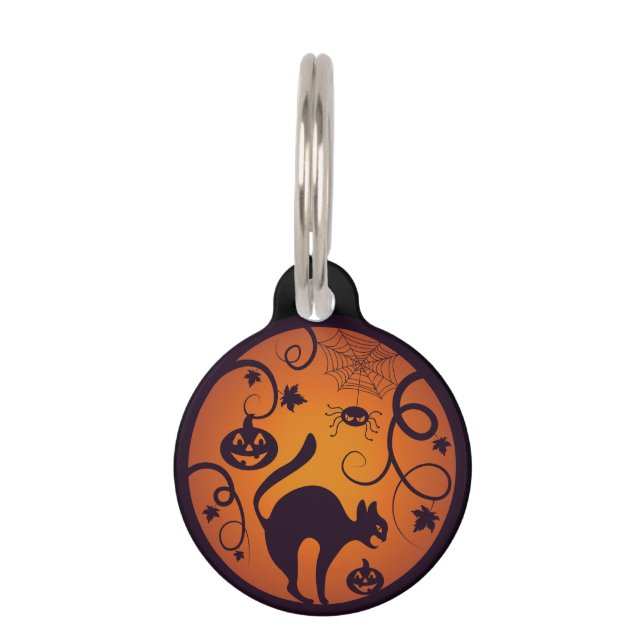 Médaillon Pour Animaux Joyeuse lanterne d'Halloween araignées et chauves- (Devant)
