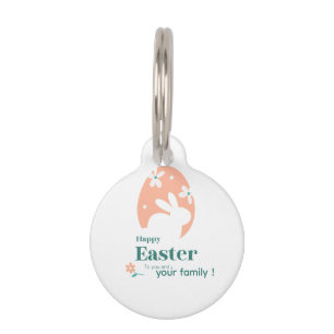 Médaillon Pour Animaux Joyeuses Pâques – Lapin & Œuf Décor Floral