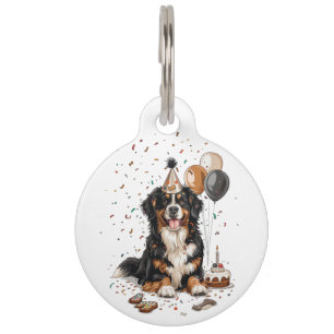 Médaillon Pour Animaux Joyeux Anniversaire Chien de Montagne Bernois