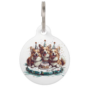 Médaillon Pour Animaux Joyeux Anniversaire Pembroke Welsh Corgi Chiens